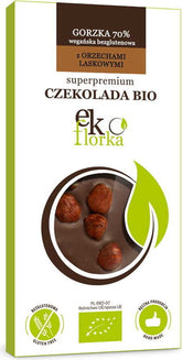 Chocolate negro premium con avellanas sin gluten BIO 85 g - EKOFLORKA